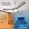 imageYITAHOME 52 Inch Low Profile Ceiling Fan with Lights Remote and Wall Control 3 Wood Blade Flush Mount Fan with Quiet Reversible DC Motor 3 Colors Adjustment for Home White ampamp WalnutGrey Blades