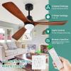 imageYITAHOME 52 Inch Low Profile Ceiling Fan with Lights Remote and Wall Control 3 Wood Blade Flush Mount Fan with Quiet Reversible DC Motor 3 Colors Adjustment for Home White ampamp WalnutWalnut Blades Black Body