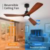 imageYITAHOME 52 Inch Low Profile Ceiling Fan with Lights Remote and Wall Control 3 Wood Blade Flush Mount Fan with Quiet Reversible DC Motor 3 Colors Adjustment for Home White ampamp WalnutWalnut Blades Black Body