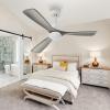 imageYITAHOME 52 Inch Low Profile Ceiling Fan with Lights Remote and Wall Control 3 Wood Blade Flush Mount Fan with Quiet Reversible DC Motor 3 Colors Adjustment for Home White ampamp WalnutGrey Blades