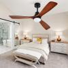 imageYITAHOME 52 Inch Low Profile Ceiling Fan with Lights Remote and Wall Control 3 Wood Blade Flush Mount Fan with Quiet Reversible DC Motor 3 Colors Adjustment for Home White ampamp WalnutWalnut Blades Black Body