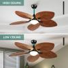 imageYITAHOME 52 inch Ceiling Fans with Lights Tropical Ceiling Fans with Lights and Remote TriColor LED Reversible 6Speed wQuiet DC Motor Timing Functions for Living Room Dining Room BedroomWalnut