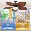 imageYITAHOME 52 inch Ceiling Fans with Lights Tropical Ceiling Fans with Lights and Remote TriColor LED Reversible 6Speed wQuiet DC Motor Timing Functions for Living Room Dining Room BedroomChocolate Brown