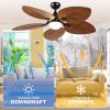 imageYITAHOME 52 inch Ceiling Fans with Lights Tropical Ceiling Fans with Lights and Remote TriColor LED Reversible 6Speed wQuiet DC Motor Timing Functions for Living Room Dining Room BedroomWalnut