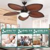 imageYITAHOME 52 inch Ceiling Fans with Lights Tropical Ceiling Fans with Lights and Remote TriColor LED Reversible 6Speed wQuiet DC Motor Timing Functions for Living Room Dining Room BedroomChocolate Brown