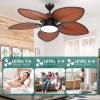 imageYITAHOME 52 inch Ceiling Fans with Lights Tropical Ceiling Fans with Lights and Remote TriColor LED Reversible 6Speed wQuiet DC Motor Timing Functions for Living Room Dining Room BedroomCoffee Brown