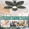 imageYITAHOME 52 inch Ceiling Fans with Lights Tropical Ceiling Fans with Lights and Remote TriColor LED Reversible 6Speed wQuiet DC Motor Timing Functions for Living Room Dining Room BedroomGrayGreen