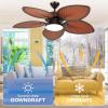 imageYITAHOME 52 inch Ceiling Fans with Lights Tropical Ceiling Fans with Lights and Remote TriColor LED Reversible 6Speed wQuiet DC Motor Timing Functions for Living Room Dining Room BedroomCoffee Brown