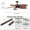 imageYITAHOME 52 inch Ceiling Fans with Lights Tropical Ceiling Fans with Lights and Remote TriColor LED Reversible 6Speed wQuiet DC Motor Timing Functions for Living Room Dining Room BedroomCoffee Brown