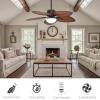 imageYITAHOME 52 inch Ceiling Fans with Lights Tropical Ceiling Fans with Lights and Remote TriColor LED Reversible 6Speed wQuiet DC Motor Timing Functions for Living Room Dining Room BedroomChocolate Brown