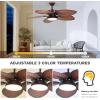 imageYITAHOME 52 inch Ceiling Fans with Lights Tropical Ceiling Fans with Lights and Remote TriColor LED Reversible 6Speed wQuiet DC Motor Timing Functions for Living Room Dining Room BedroomCoffee Brown