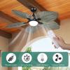 imageYITAHOME 52 inch Ceiling Fans with Lights Tropical Ceiling Fans with Lights and Remote TriColor LED Reversible 6Speed wQuiet DC Motor Timing Functions for Living Room Dining Room BedroomGrayGreen