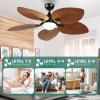 imageYITAHOME 52 inch Ceiling Fans with Lights Tropical Ceiling Fans with Lights and Remote TriColor LED Reversible 6Speed wQuiet DC Motor Timing Functions for Living Room Dining Room BedroomWalnut