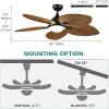 imageYITAHOME 52 inch Ceiling Fans with Lights Tropical Ceiling Fans with Lights and Remote TriColor LED Reversible 6Speed wQuiet DC Motor Timing Functions for Living Room Dining Room BedroomWalnut