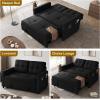 imageYITAHOME 55quot Convertible Sofa Bed 3in1 Sleeper Sofa with PullOut Bed CatScratchProof Futon Couch with 5Levels Reclining Backrest USB and Side Pocket Modern Loveseat for Living Room BeigeBlack
