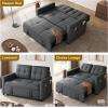 imageYITAHOME 55quot Convertible Sofa Bed 3in1 Sleeper Sofa with PullOut Bed CatScratchProof Futon Couch with 5Levels Reclining Backrest USB and Side Pocket Modern Loveseat for Living Room BeigeGrey