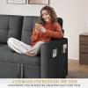 imageYITAHOME 55quot Convertible Sofa Bed 3in1 Sleeper Sofa with PullOut Bed CatScratchProof Futon Couch with 5Levels Reclining Backrest USB and Side Pocket Modern Loveseat for Living Room BeigeGrey