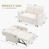 imageYITAHOME 55quot Convertible Sofa Bed 3in1 Sleeper Sofa with PullOut Bed CatScratchProof Futon Couch with 5Levels Reclining Backrest USB and Side Pocket Modern Loveseat for Living Room BeigeLight Beige Usb