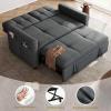 imageYITAHOME 55quot Convertible Sofa Bed 3in1 Sleeper Sofa with PullOut Bed CatScratchProof Futon Couch with 5Levels Reclining Backrest USB and Side Pocket Modern Loveseat for Living Room BeigeGrey