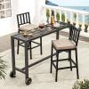 imageYITAHOME 55quot Outdoor Bar Table Rectangle Narrow Counter Height Table Ideal Bar Height Table for Balcony Patio Garden Yard Poolside BlackSilver