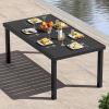 imageYITAHOME 55quot Outdoor Bar Table Rectangle Narrow Counter Height Table Ideal Bar Height Table for Balcony Patio Garden Yard Poolside Silver Bottom TextureBlack