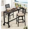 imageYITAHOME 55quot Outdoor Bar Table Rectangle Narrow Counter Height Table Ideal Bar Height Table for Balcony Patio Garden Yard Poolside Silver Bottom TextureBlack