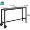 imageYITAHOME 55quot Outdoor Bar Table Rectangle Narrow Counter Height Table Ideal Bar Height Table for Balcony Patio Garden Yard Poolside Silver Bottom TextureBlack