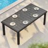 imageYITAHOME 55quot Outdoor Bar Table Rectangle Narrow Counter Height Table Ideal Bar Height Table for Balcony Patio Garden Yard Poolside Silver Bottom TextureBlack