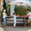imageYITAHOME 55quot Outdoor Bar Table Rectangle Narrow Counter Height Table Ideal Bar Height Table for Balcony Patio Garden Yard Poolside Silver Bottom TextureBlack