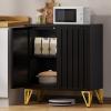 imageYITAHOME 55quot Sideboard Buffet Modern Buffet Storage Cabinet with Adjustable Shelf Metal Accent Console Credenza for Living Room Kitchen Dining Room Black157D x 276W x 321H