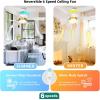 imageYITAHOME 60 Inch Ceiling Fan with Light and Remote Control Crystal Rod Chandelier Design Reversible Quiet Motor White Gold Finish 3 Color LED Options Memory FunctionWhite Gold