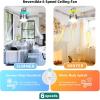 imageYITAHOME 60 Inch Ceiling Fan with Light and Remote Control Crystal Rod Chandelier Design Reversible Quiet Motor White Gold Finish 3 Color LED Options Memory FunctionNickel