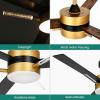 imageYITAHOME 60 Inch Ceiling Fan with Light and Remote Control Crystal Rod Chandelier Design Reversible Quiet Motor White Gold Finish 3 Color LED Options Memory FunctionBlack Gold