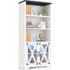 imageYITAHOME 6Tier Corner Shelf 688quot Tall Modern Free Standing Zigzag Corner Bookshelf 6 Shelf Display Corner Bookcase Open Small Book Shelves for Living Room Home Office Small Space BlackWhite