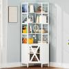 imageYITAHOME 6Tier Corner Shelf 688quot Tall Modern Free Standing Zigzag Corner Bookshelf 6 Shelf Display Corner Bookcase Open Small Book Shelves for Living Room Home Office Small Space BlackWhite