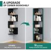 imageYITAHOME 6Tier Corner Shelf 688quot Tall Modern Free Standing Zigzag Corner Bookshelf 6 Shelf Display Corner Bookcase Open Small Book Shelves for Living Room Home Office Small Space BlackBlack