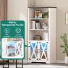 imageYITAHOME 6Tier Corner Shelf 688quot Tall Modern Free Standing Zigzag Corner Bookshelf 6 Shelf Display Corner Bookcase Open Small Book Shelves for Living Room Home Office Small Space BlackWhite