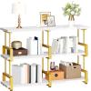 imageYITAHOME 6Tier Corner Shelf 688quot Tall Modern Free Standing Zigzag Corner Bookshelf 6 Shelf Display Corner Bookcase Open Small Book Shelves for Living Room Home Office Small Space BlackWhite Gold