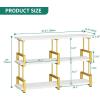 imageYITAHOME 6Tier Corner Shelf 688quot Tall Modern Free Standing Zigzag Corner Bookshelf 6 Shelf Display Corner Bookcase Open Small Book Shelves for Living Room Home Office Small Space BlackWhite Gold