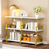 imageYITAHOME 6Tier Corner Shelf 688quot Tall Modern Free Standing Zigzag Corner Bookshelf 6 Shelf Display Corner Bookcase Open Small Book Shelves for Living Room Home Office Small Space BlackWhite Gold