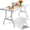 imageYITAHOME 6ft Folding Table Heavy Duty Picnic Table w15quot Thick Tabletop Portable Outdoor Folding Table wCarrying Handle for Camping Picnic PartiesIndoor Events White