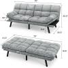 imageYITAHOME 70 Convertible Futon Sofa Bed CatScratchProof Fabric Futon Couch with Adjustable Backrest and Armrest Modern Loveseat Sleeper for Living Room Home Office Dark GreyLight Gray
