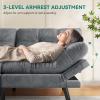 imageYITAHOME 70 Convertible Futon Sofa Bed CatScratchProof Fabric Futon Couch with Adjustable Backrest and Armrest Modern Loveseat Sleeper for Living Room Home Office Dark GreyDark Grey