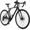 imageYITAHOME 700C Road Bike 21 Speed Commuter Bicycle for Men Women Lightweight Aluminum Frame Racing Bike Adult Bicycle with Dual Disc BrakeBlack
