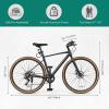 imageYITAHOME 700C Road Bike 21 Speed Commuter Bicycle for Men Women Lightweight Aluminum Frame Racing Bike Adult Bicycle with Dual Disc BrakeBlack