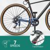imageYITAHOME 700C Road Bike 21 Speed Commuter Bicycle for Men Women Lightweight Aluminum Frame Racing Bike Adult Bicycle with Dual Disc BrakeBlack