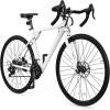 imageYITAHOME 700C Road Bike 21 Speed Commuter Bicycle for Men Women Lightweight Aluminum Frame Racing Bike Adult Bicycle with Dual Disc BrakeWhite
