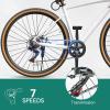 imageYITAHOME 700C Road Bike 21 Speed Commuter Bicycle for Men Women Lightweight Aluminum Frame Racing Bike Adult Bicycle with Dual Disc BrakeWhite