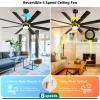 imageYITAHOME 72 Inch Large Ceiling Fan with Light and Remote Dimmable Modern Ceiling Fans for Indoor Black Gold ceiling fan with Reversible Quiet DC Motor 8 Blades with 6 Speed3 LED Colors72 inch