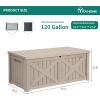 imageYITAHOME 80 Gallon Outdoor Storage Box Large Water Resistant Resin Deck Box Indoor Outdoor Lockable Storage Container for Patio Garden Cushions Tools Equipment Dark BrownTaupe